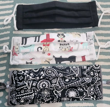 3 Face Masks handmade Size M Good Fabric NEW