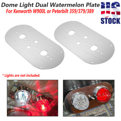 2X For Peterbilt 359 379 Kenworth Above Door DUAL Watermelon Plate Stainless US