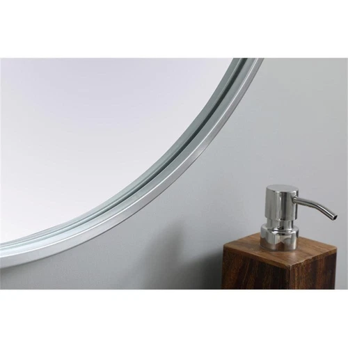 Elegant Decor Asha 24x36" Oval Modern MDF Wood/Iron Mirror in Silver - Picture 7 of 11