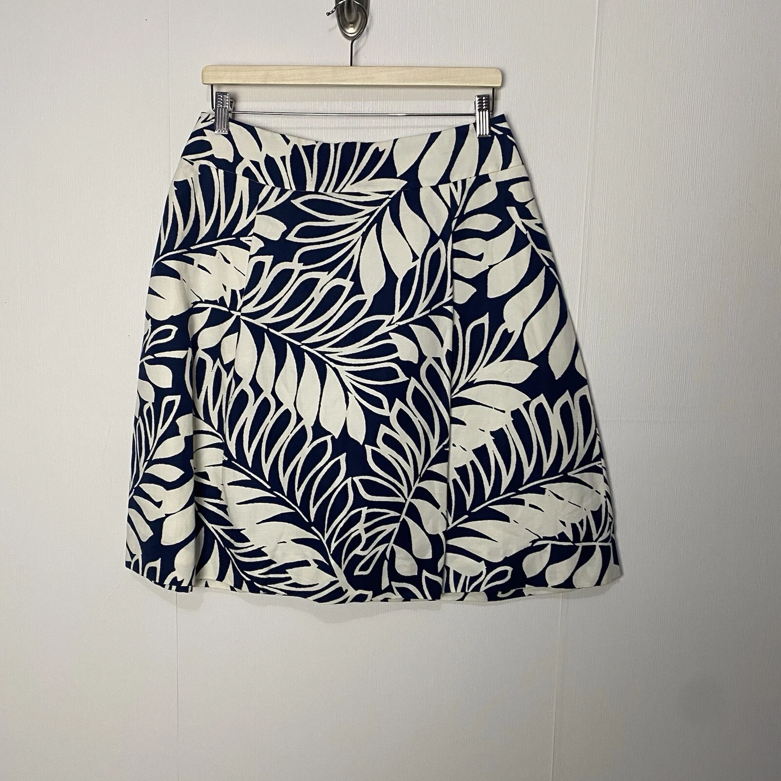 Kate Spade Skirt The Rules Cotton Linen Blend Skirt Black White Floral Size 8.