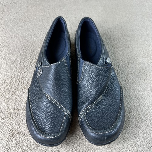 Clarks Ashland Lane Shoes Womens 9m Black Leather Slip On Comfort Casual Office