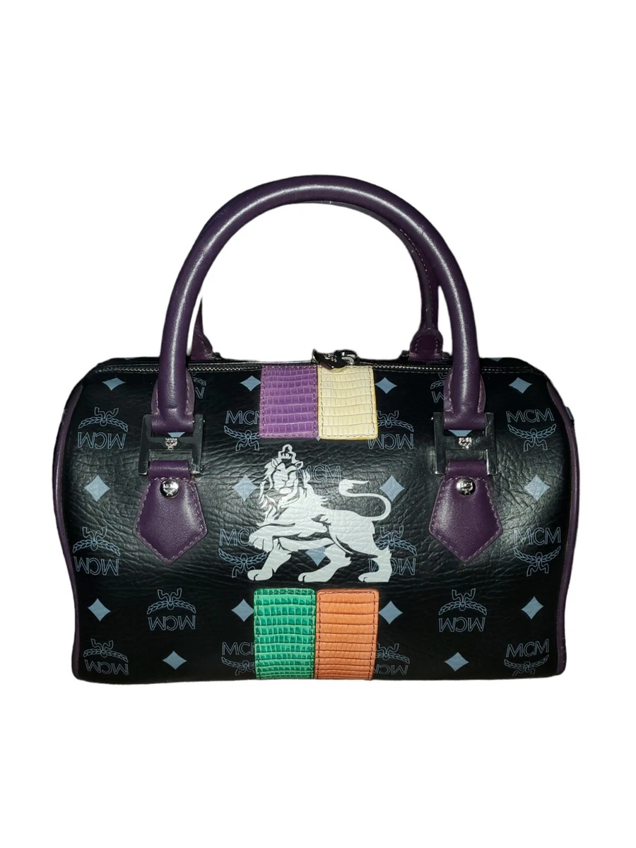 MCM Visetos Lion Princess Boston Bag Black-US