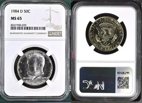 1984-D KENNEDY HALF DOLLAR 50 CENTS NGC MS65 UNC DETAILED COIN #L