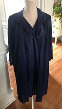 Vintage Vanity Fair Navy Blue Nylon Gown  Robe Set Women Large