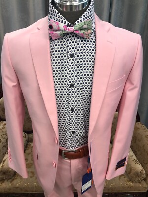 New Mens Giorgio Fiorelli LIGHT PINK FORMAL SUIT -  jacket/pants 38S 40S 42S