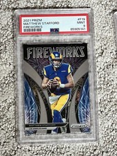 PSA 9 MINT 2021 PRIZM FOOTBALL CARD MATTHEW STAFFORD FIREWORKS LOS ANGELES RAMS