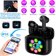 Wireless Bluetooth 144+ Language AI Translator Earbuds Touch Screen LCD display