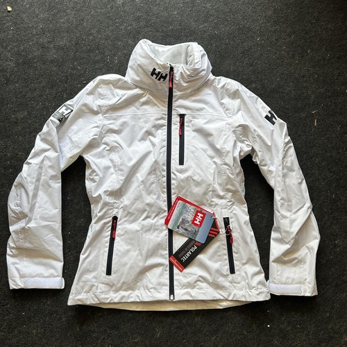 Helly Hansen Women's Crew Hooded Midlayer Waterproof Rain Jacket, White, size XS