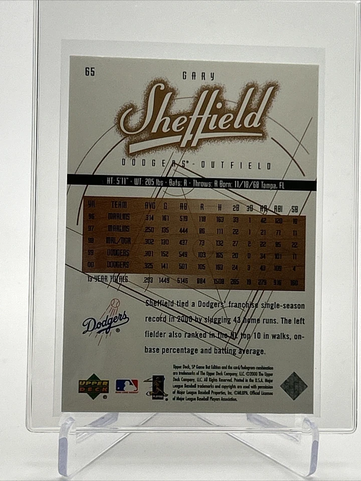 2001 SP Game Bat Edition Gary Sheffield Baseball Card #65 Mint FREE SHIPPING - Image 2 of 3