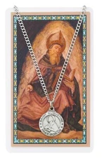 St. Augustine Pewter Medal with 24in Chain and Laminated Holy Card Set