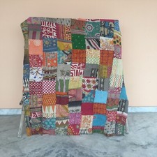 Vintage Patchwork Kantha Quilt Reversible Bedspread Twin Cotton Coverlet