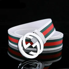 New men's business luxury versatile denim printed smooth buckle waist belt