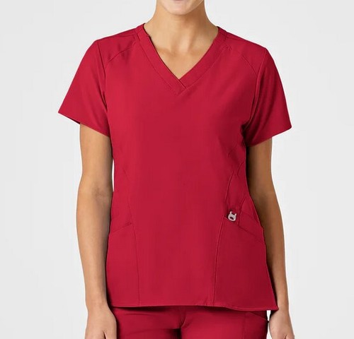 Nuovo W123 by WonderWink 6155 top donna stilizzato scollo a V tinta unita scrub - Foto 5 di 16