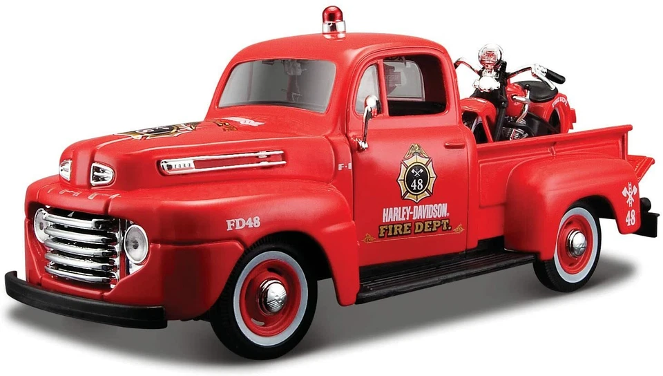 MAISTO MODELLINO "HD CUSTOM" 1:24 1948 FORD F-1 PICKUP+1:24 1936 EL KNUCKLEHEAD - Immagine 3 di 4