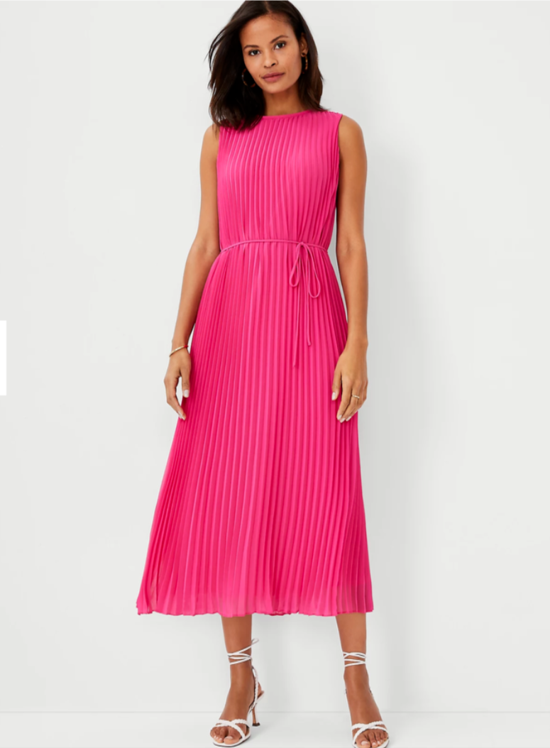 Ann Taylor Pleated Belted Midi Dress Size S , M . Lp #B | eBay