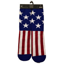 Odd Sox AMERICAN FLAG Stars and Stripes Novelty Crew Socks Fits Sizes 6-13 NWT