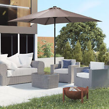 9ft Solar Patio Umbrella, LED Lighted Outdoor Market Umbrella with Tilt  Crank