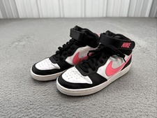 SZ 5.5 Y Nike GS Court Borough Mid 2 Grade School Black/white/pink Sneaker Shoes