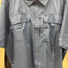 Eddie Bauer Men's Slate Blue Performance Button-Down Shirt Dual Pockets