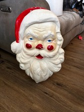 Vintage Union Product Blow Mold light up Santa Claus Face wall hanging