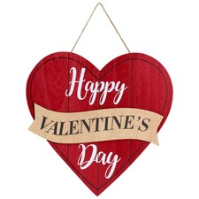Happy Valentine's Day Sign Hanging Heart Wooden Sign for Front Door Valentine...