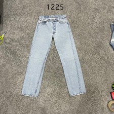 Vintage 90 USA Levi 501 Jeans Actual 28x28 Light Wash Blue Distressed Repair