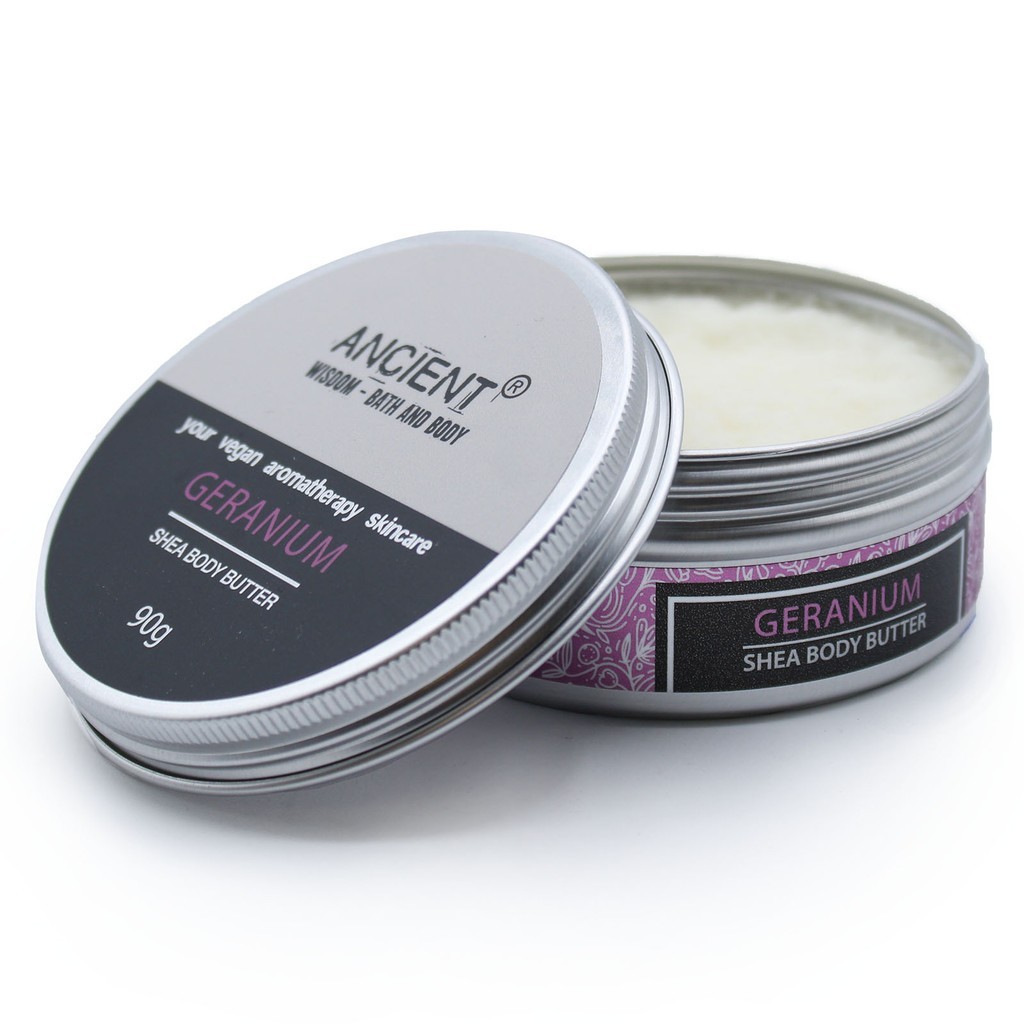 Ancient Wisdom GERANIUM Essential Oil Aromatherapy Shea Body Butter 90g