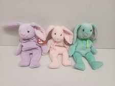 Set of 3 Ty Beanie Babies Easter Bunny Hippity Hoppity Floppity Stuffed Animal