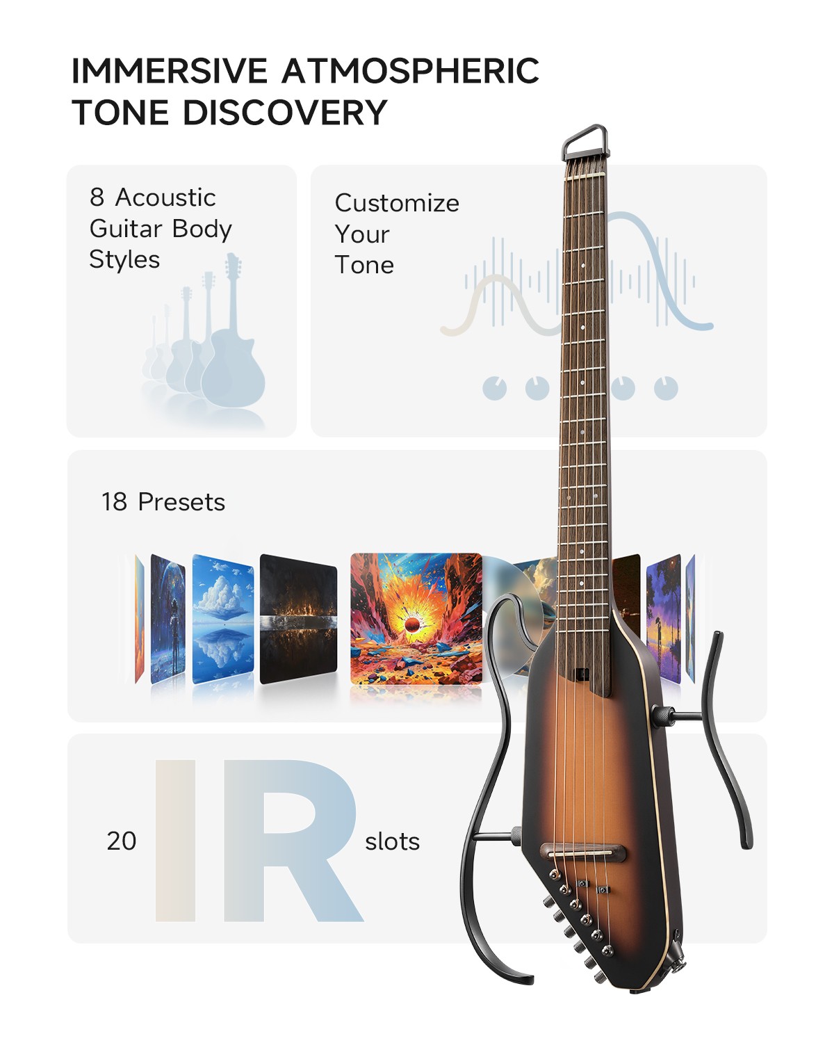 Donner HUSH-I Pro Electric Acoustic Guitar With Multi-effect Built in | Sunburst