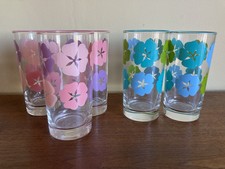 Vtg Set of 5 Mid Century Flower Power Retro Tumbler Drinking Glasses