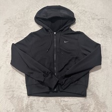 Nike Hoodie Therma Fit One Womens Small Black Fleece Thumbhole Sleeve Full Zip