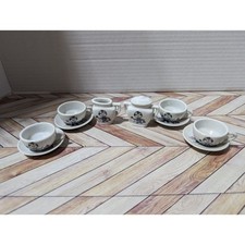 Vintage Made in Japan Children's Porcelain Tea Set Child With Pig Theme 11 Pc