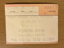 1982 AC/DC FOR THOSE ABOUT TO ROCK TOUR DALLAS CONCERT TICKET STUB ANGUS YOUNG 8