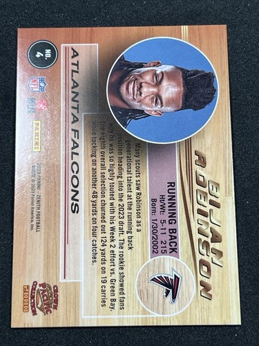 Bijan Robinson 2023 Zenith Rookie RC Crown Pacific Collection 2000 SP - Picture 7 of 7