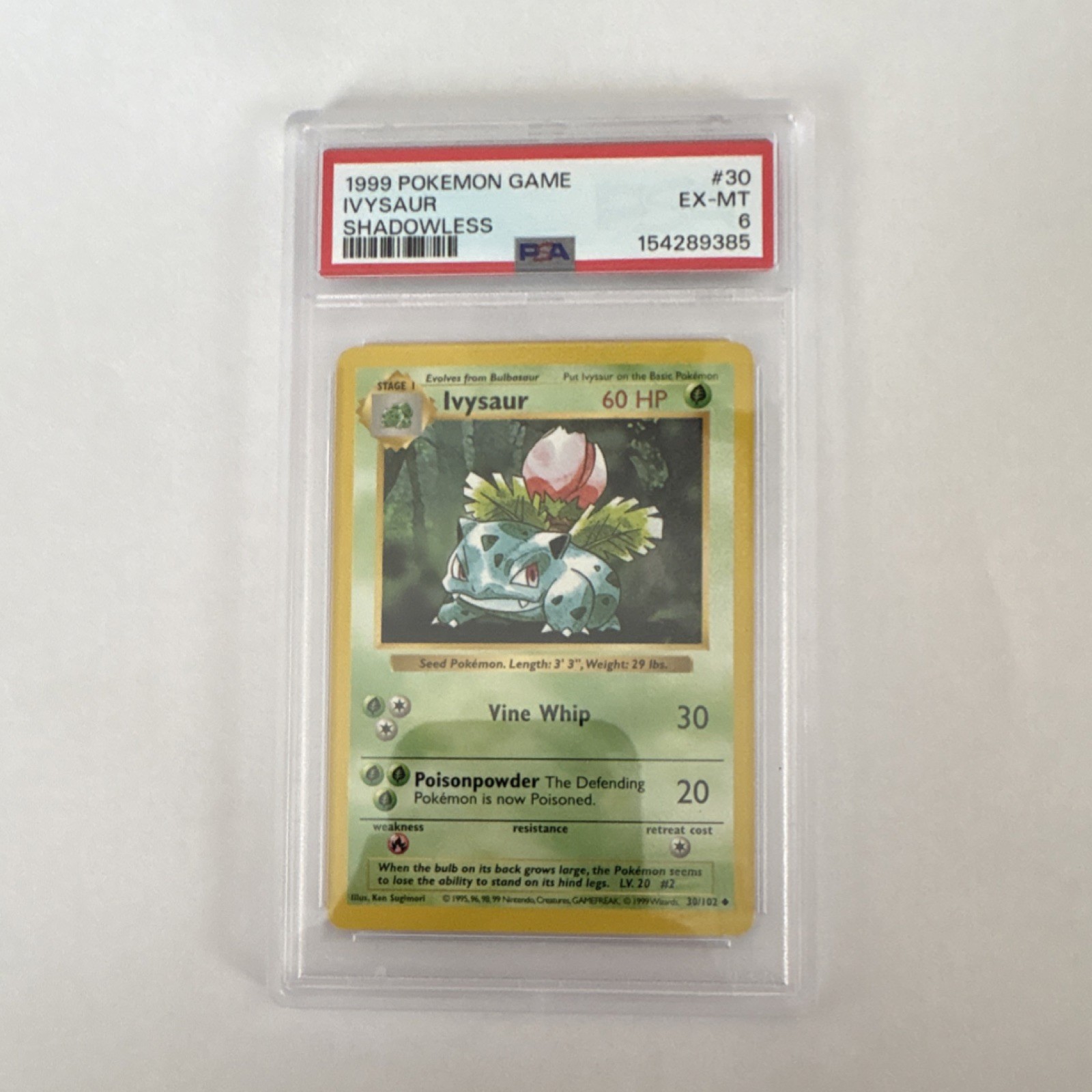 Pokémon Ivysaur Base Set Shadowless Uncommon 30/102 PSA 6 Regular 1999