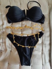 Shein Vacation Holiday Summer Swimwear black chain Bikini Set Small