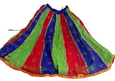 NWT Chintan Choli Lehenga Maxi Skirt Organza 36W Gold Sequins/Multi Festival 