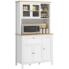 HOMCOM Dispensa Cucina con Cassetti Ripiani Aperti e Scaffali Regolabili Bianco