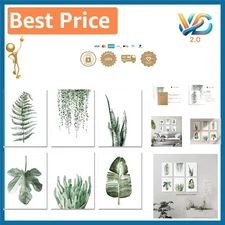 ARTZONE Botanical Leaf Prints Set of 6 8x10 Wall Art Green Watercolor Canvas