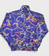 Fuda International Jacket Womens Large Silk Ribbon Design Bomber Windbreaker Zip