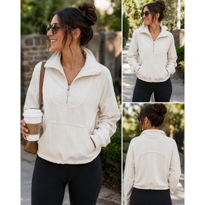 Lululemon Brushed Softstreme Ribbed Half Zip Pullover White Opal 6
