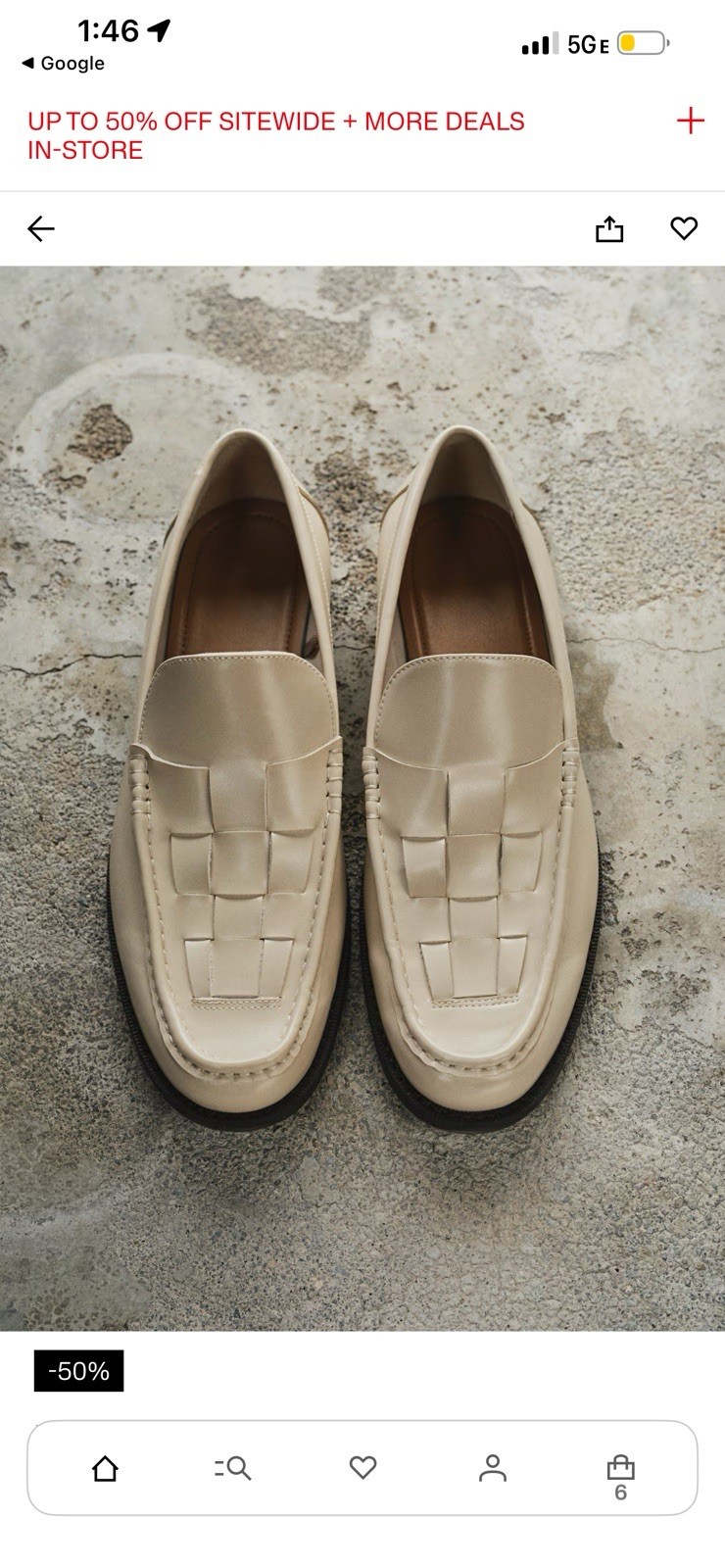 Brand New H&M Men’s Faux Leather Loafers White Cream Braided Shoes 44 US 10.5