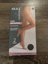 Silk Impressions Pantyhose High Waisted Light Support 20 Denier Coffee Bean Sm
