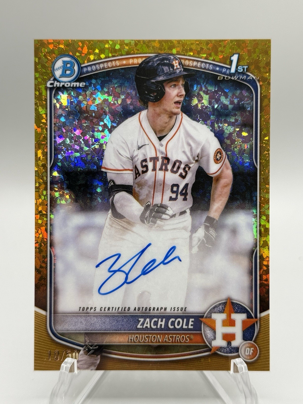 2025 Bowman Chrome 1st ZACH COLE Prospect Gold Mini Diamond Refractor Auto /50