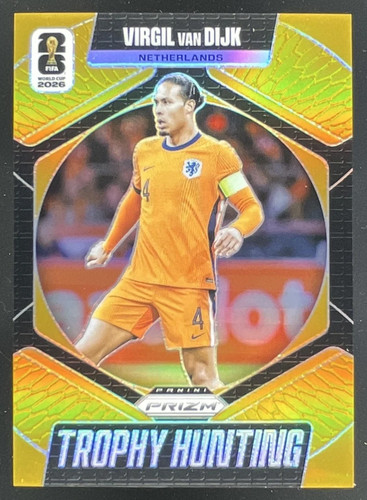 2026 Panini Prizm World Cup Trophy Hunting Gold Prizm #25 Virgil van Dijk /10