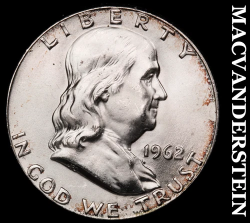 1962 Franklin Half Dollar- Silver Choice Gem Brilliant Unc Luster #i9640