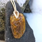 Natural Amber Pendant Genuine Unique Fossilized Resin Amulet Adjustable Unisex