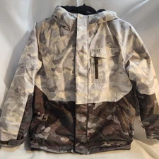 Camo JacketSwiss Tech Boys L 10/12 Fleece Lined Puffer Zip Hood  white/gray/gree