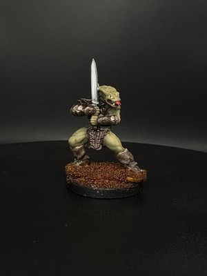 Painted DnD Miniature: Lizardfolk Barbarian