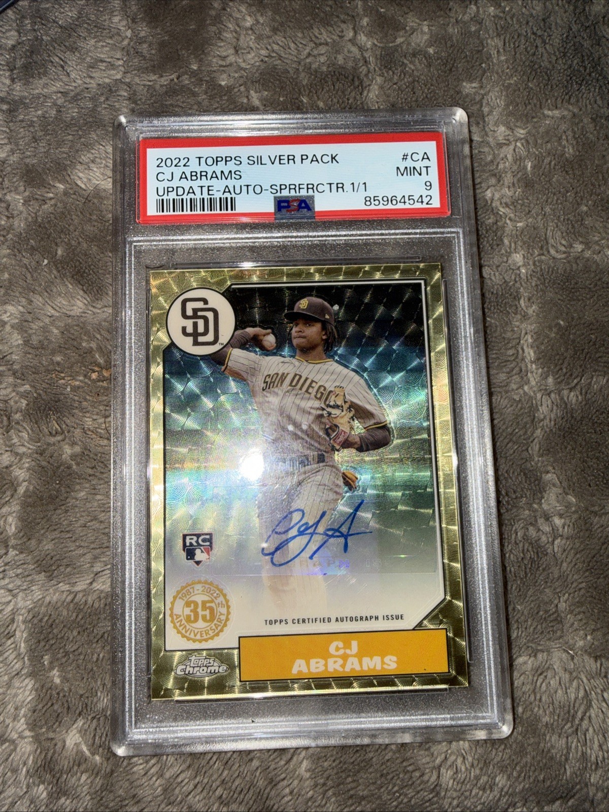 PSA 9 CJ Abrams 2022 Topps Update Auto Superfractor RC #’d 1/1 view 1